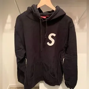 Supreme Quilted S Logo Hooded Sweatshirt Black White Size XL SS20